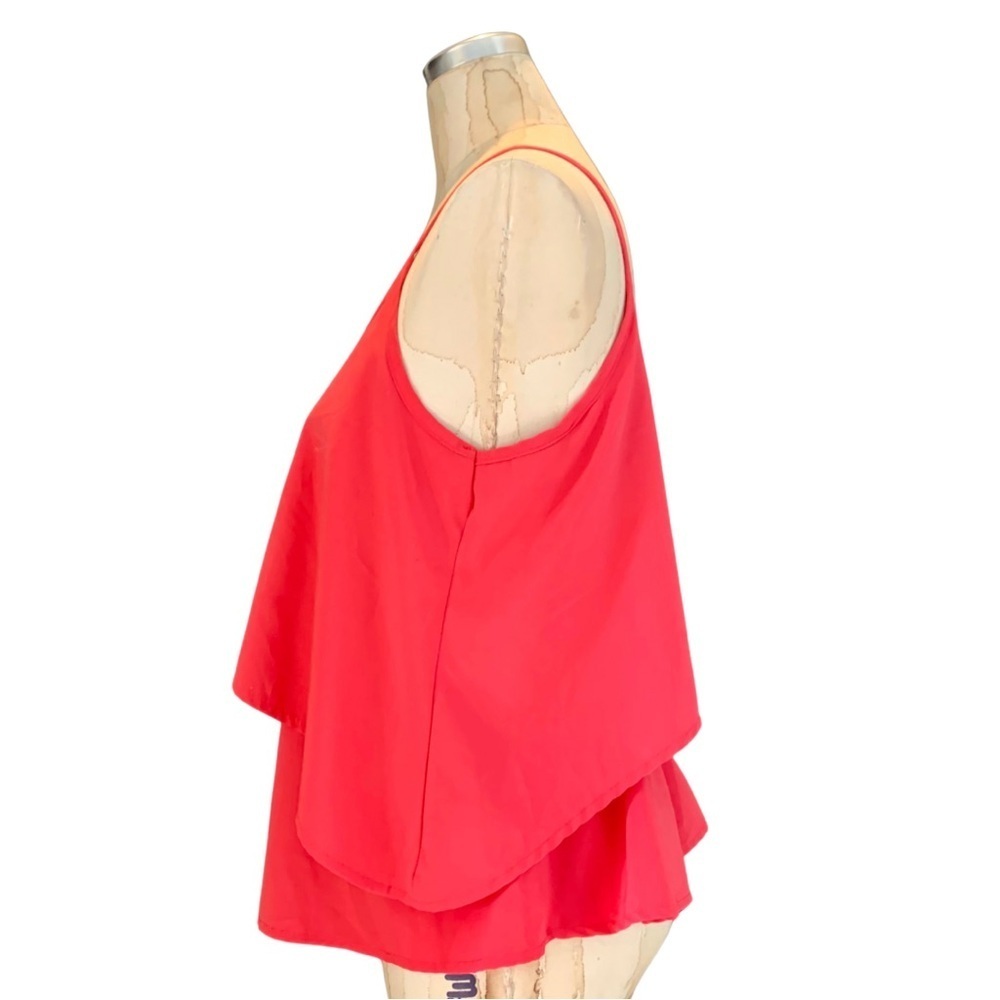 Tea n Rose Red Tired Spaghetti Strap Open Back Tank Top Womens Size Large - Picture 2 of 9